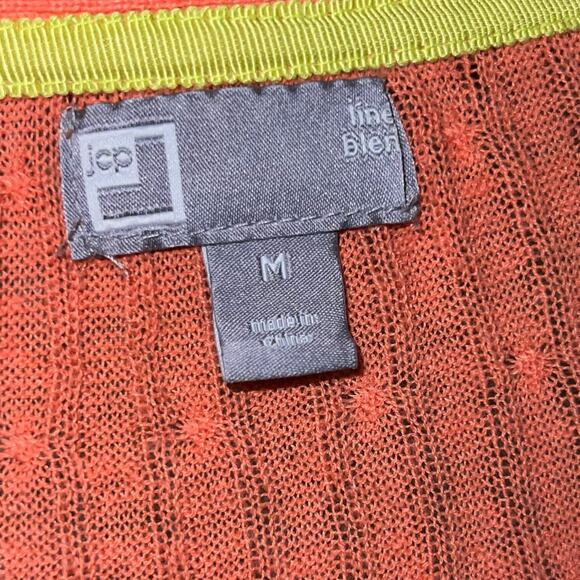 JCP Women's Coral Pink Ribbed Button Front Cardigan Sweater Cotton Blend Size M - Picture 5 of 9